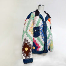 Load image into Gallery viewer, 70's Quilted Patchwork Denim Jacket