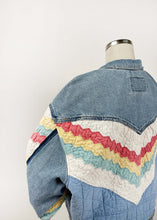 Load image into Gallery viewer, Rainbow Quilted Patchwork Denim Jacket