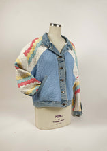 Load image into Gallery viewer, Rainbow Quilted Patchwork Denim Jacket