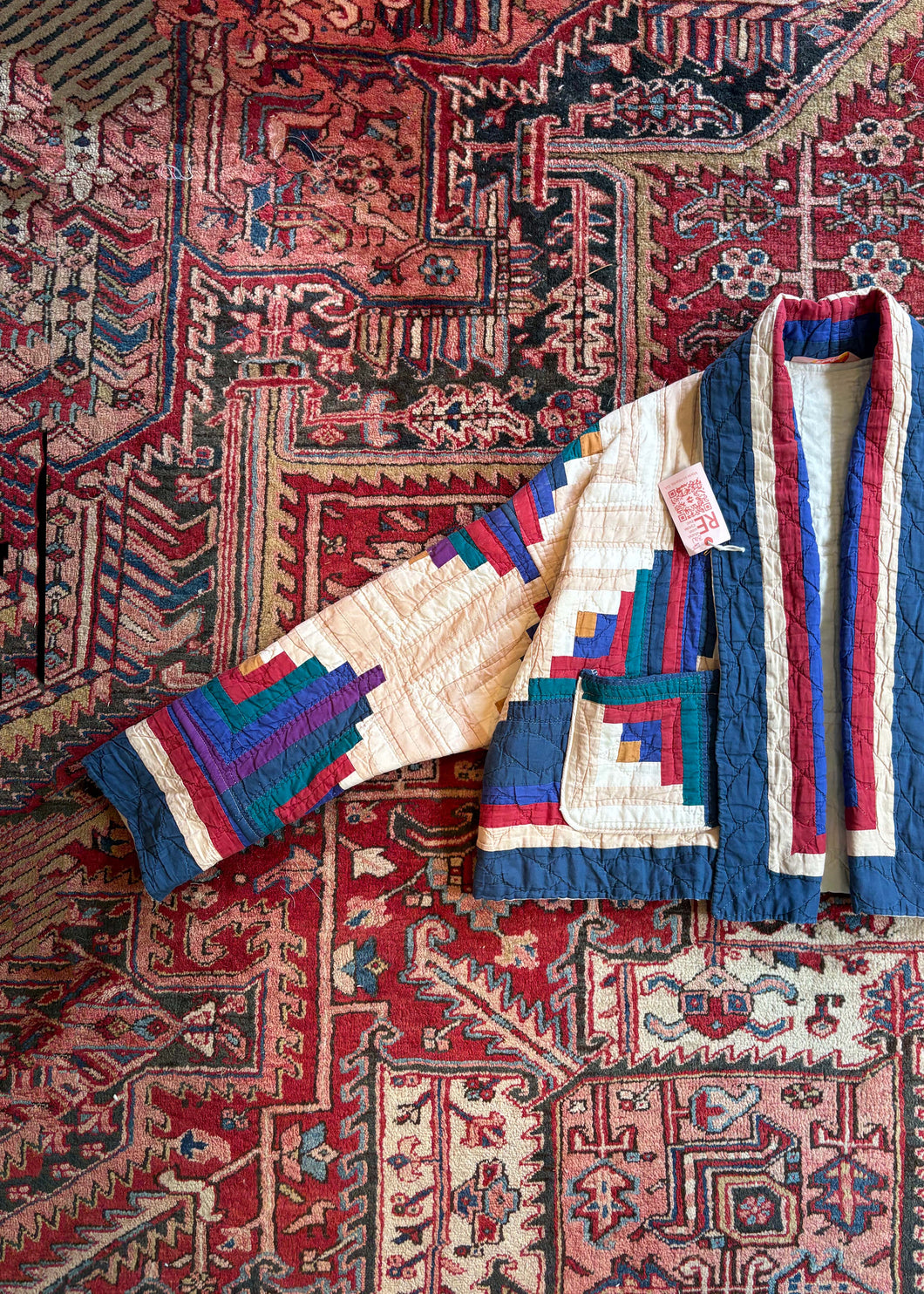 Jewel Tone Long Cabin Quilted Jacket