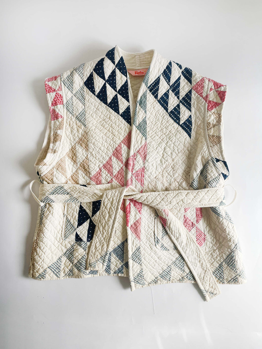 Rosalie Reclaimed Quilted Vest - Navy and Pastel 2/2