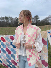 Load image into Gallery viewer, Belle Blouse - Antique white check Linen
