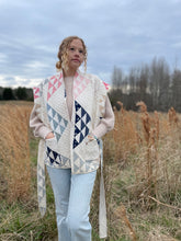 Load image into Gallery viewer, Rosalie Reclaimed Quilted Vest - Navy and Pastel
