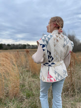 Load image into Gallery viewer, Rosalie Reclaimed Quilted Vest - Navy and Pastel
