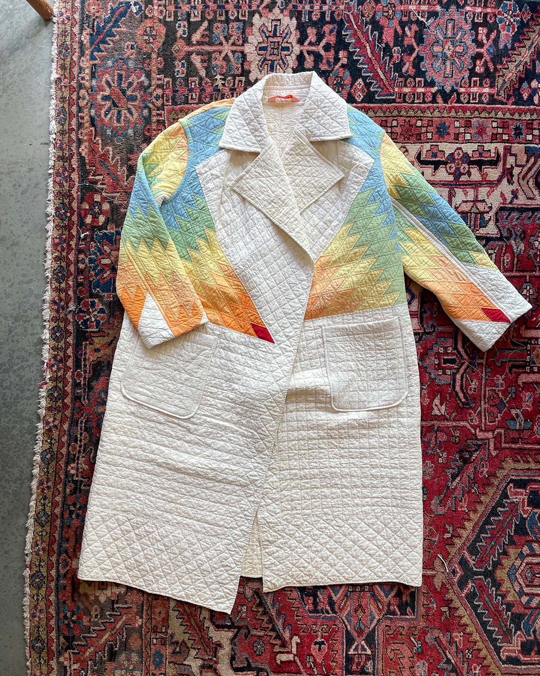 Rainbow Quilted Long Line Jacket