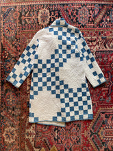 Load image into Gallery viewer, Blue and White Long Line Quilted Jacket
