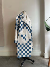 Load image into Gallery viewer, Blue and White Long Line Quilted Jacket
