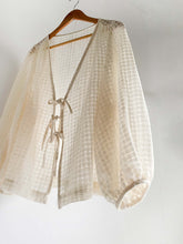 Load image into Gallery viewer, Belle Blouse - Antique white check Linen
