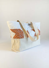 Load image into Gallery viewer, White and Orange Recycled Quilt Canvas Bag
