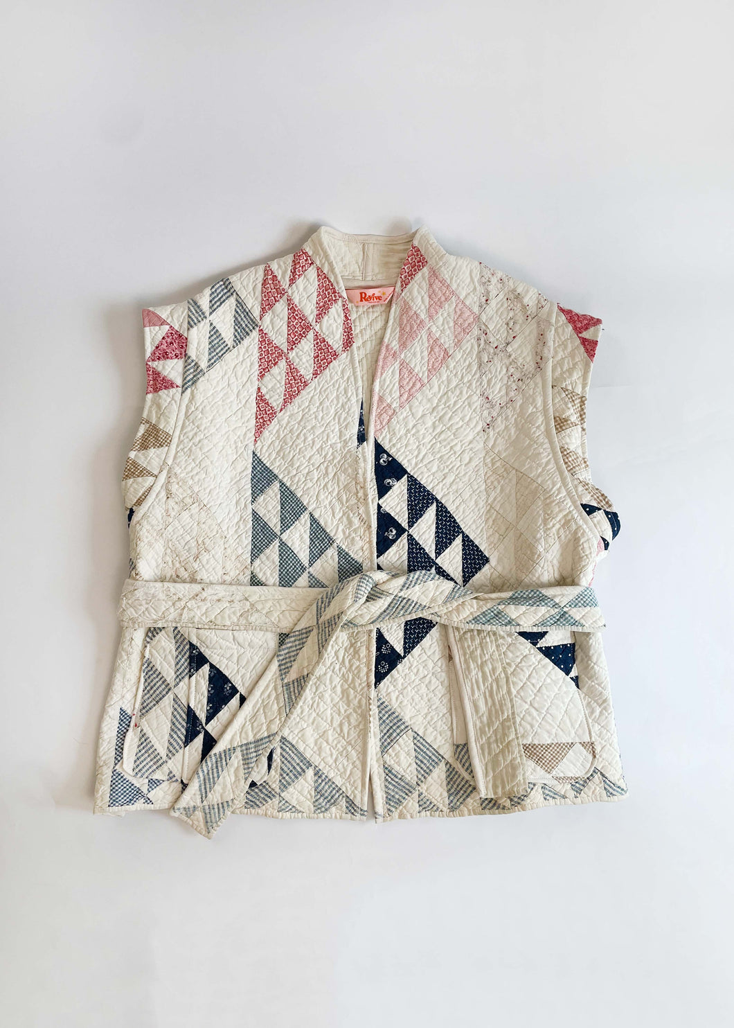 Rosalie Reclaimed Quilted Vest - Navy and Pastel