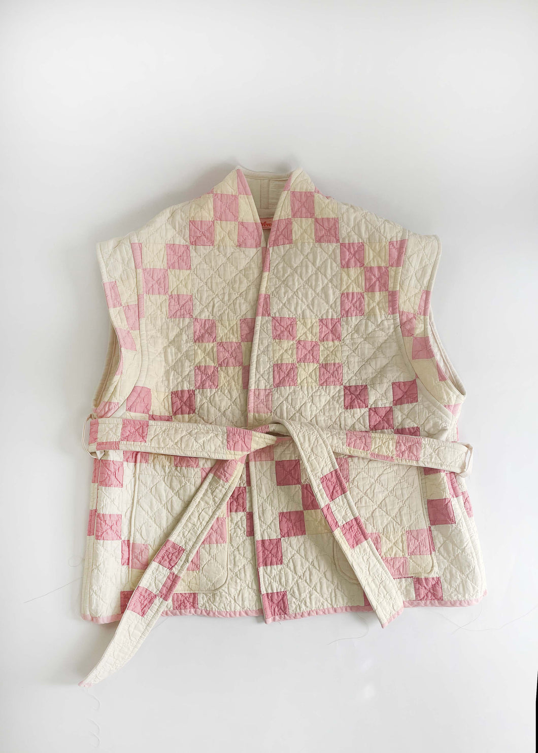 Rosalie Reclaimed Quilted Vest - Pink Irish Chain