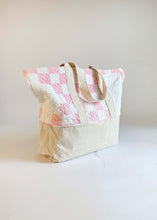 Load image into Gallery viewer, Pink and White  Recycled Quilt Canvas Bag
