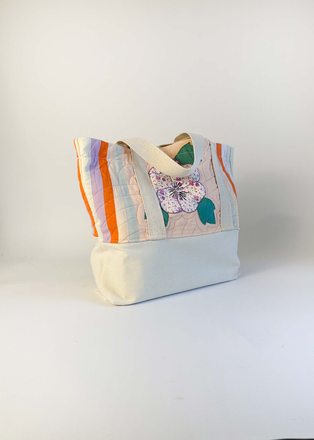 Hibiscus Recycled Quilt Canvas Bag