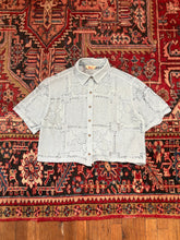 Load image into Gallery viewer, Cropped Blue Lace Button Down - Revivethreadsco

