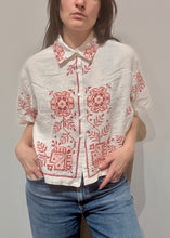 Load image into Gallery viewer, Cropped Embroidered Button Down - Revivethreadsco
