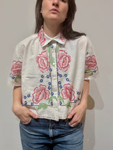 Load image into Gallery viewer, Cropped Embroidered Button Down - Revivethreadsco
