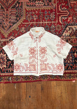 Load image into Gallery viewer, Cropped Embroidered Button Down - Revivethreadsco
